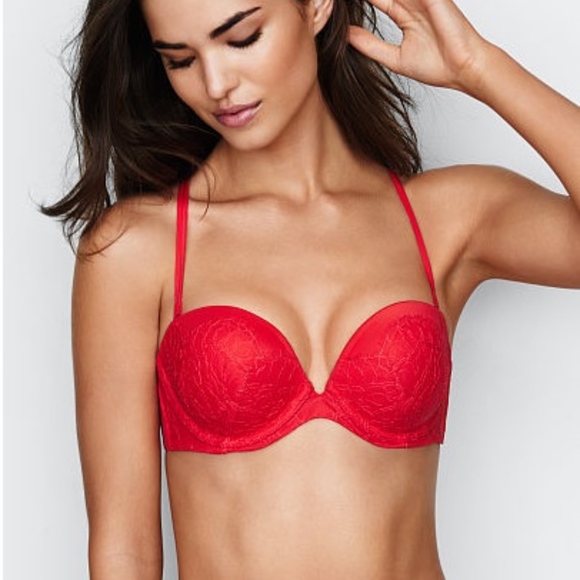 Sexy Plunge Lace Multiway Bra 32c Red